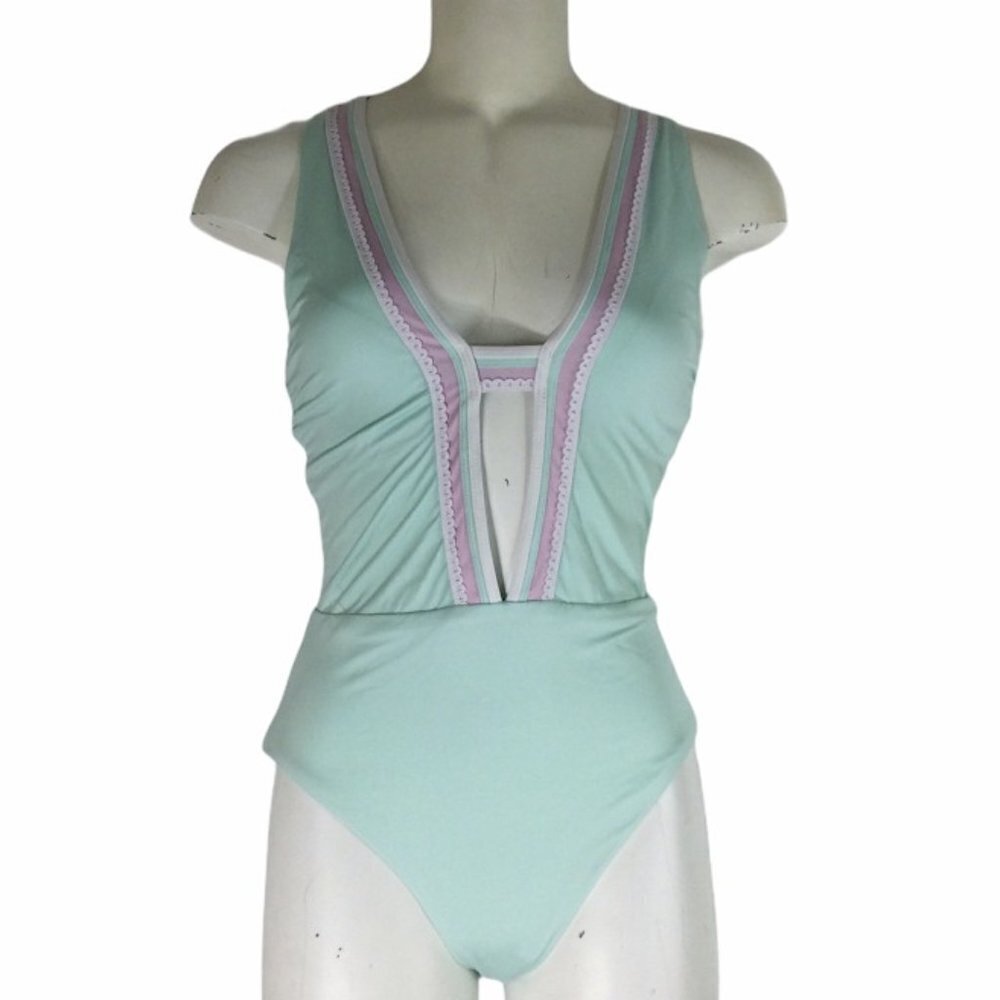 SOLUNA SWIM Dove Sun Beam V-Neck Plunge One-Piece